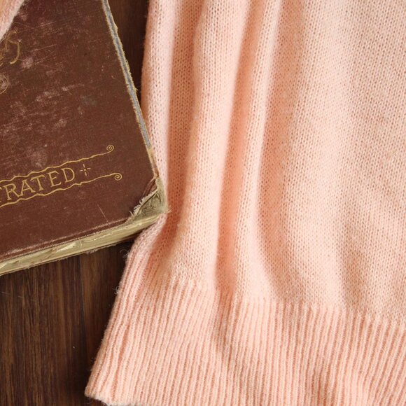 Vintage 1980s Sweater, Rt Mind Pink Pointelle Knit Pullover, Bishop Sleeve - Picture 4 of 10